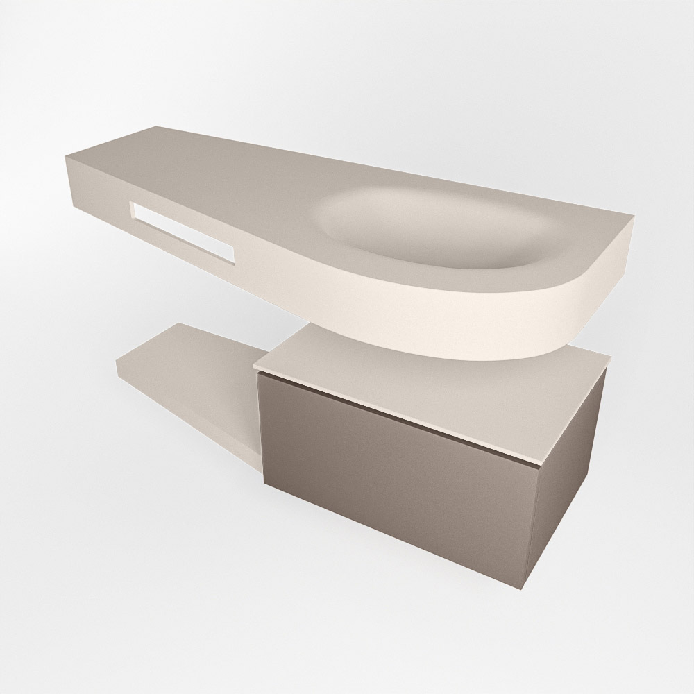 MONDIAZ RIVA 120cm mueble de baño / estante color Smoke con 1 cajón. Lavabo DULCET Derecho 1 orificio, color Linen. 4 MONDIAZ RIVA 120cm mueble de baño / estante color Smoke con 1 cajón. Lavabo DULCET Derecho 1 orificio, color Linen. - Imagen 4