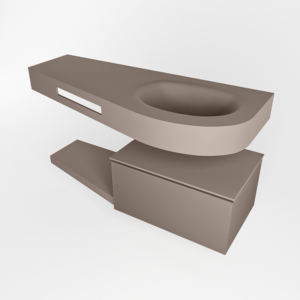 MONDIAZ RIVA 120cm mueble de baño / estante color Smoke con 1 cajón. Lavabo DULCET Derecho 1 orificio, color Smoke. 4 MONDIAZ RIVA 120cm mueble de baño / estante color Smoke con 1 cajón. Lavabo DULCET Derecho 1 orificio, color Smoke. - Imagen 4