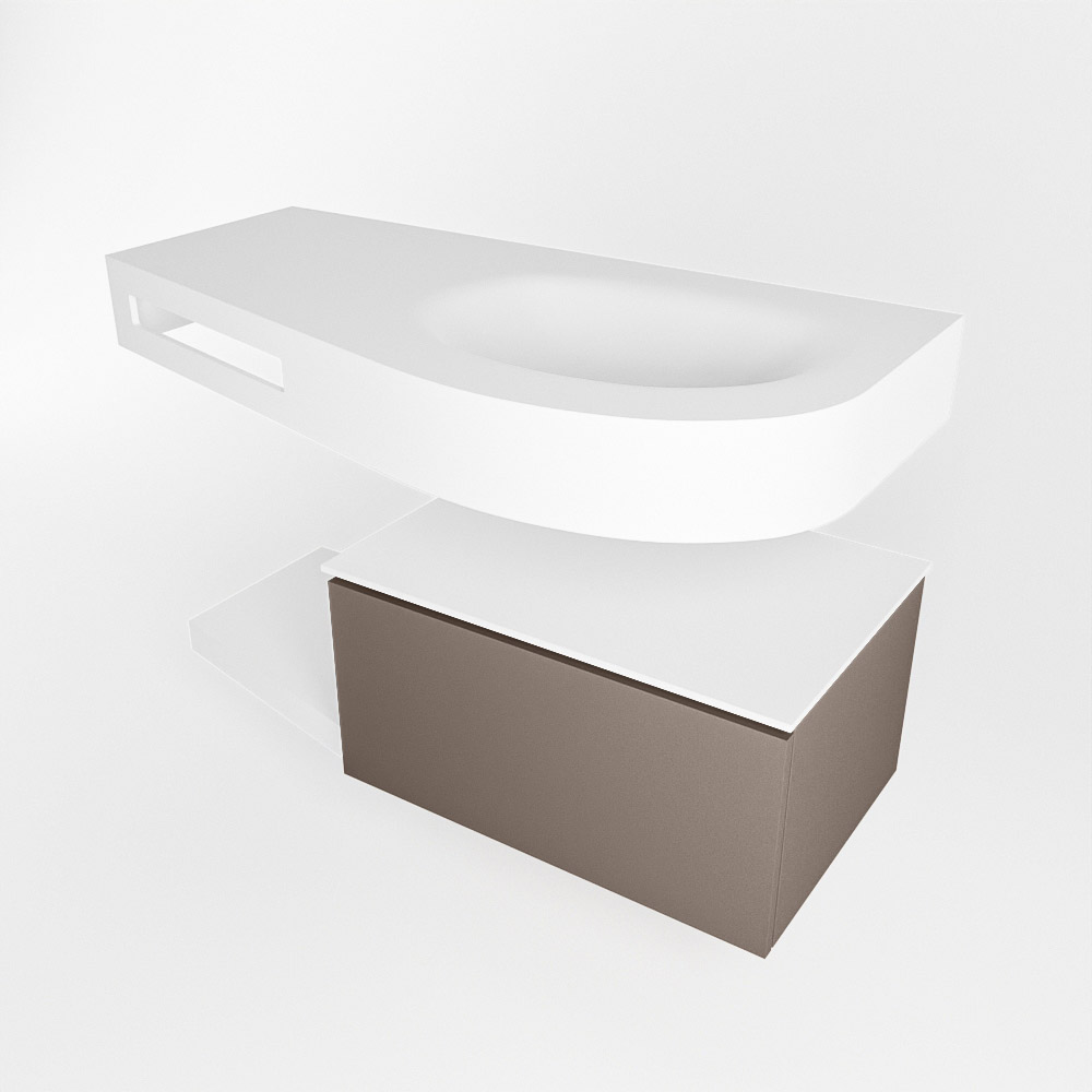MONDIAZ RIVA 100cm mueble de baño / estante color Smoke con 1 cajón. Lavabo DULCET Derecho 1 orificio, color Talc. 4 MONDIAZ RIVA 100cm mueble de baño / estante color Smoke con 1 cajón. Lavabo DULCET Derecho 1 orificio, color Talc. - Imagen 4