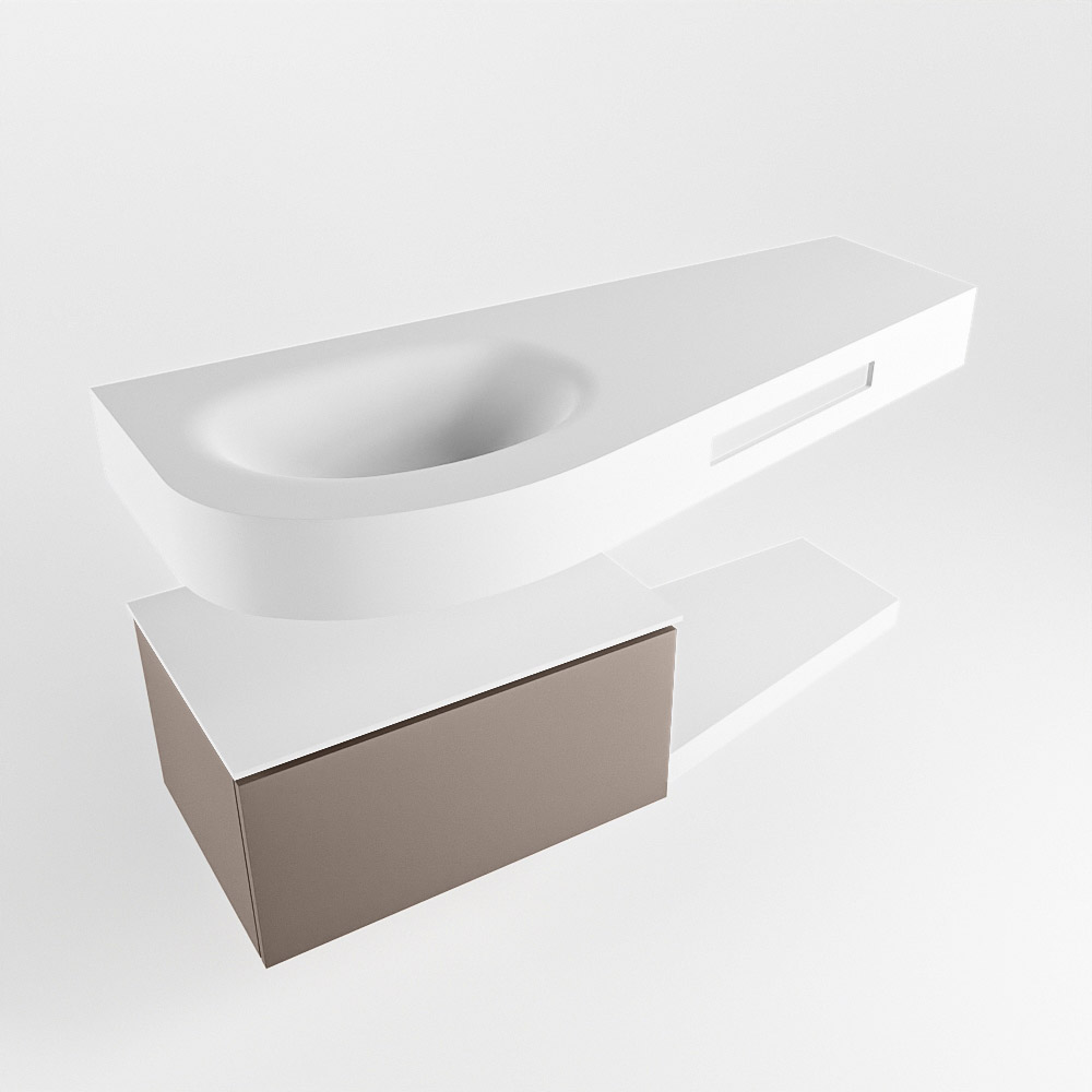 MONDIAZ RIVA 120cm mueble de baño / estante color Smoke con 1 cajón. Lavabo DULCET Izquierda 1 orificio, color Talc. 4 MONDIAZ RIVA 120cm mueble de baño / estante color Smoke con 1 cajón. Lavabo DULCET Izquierda 1 orificio, color Talc. - Imagen 4