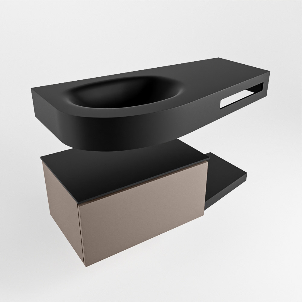 MONDIAZ RIVA 100cm mueble de baño / estante color Smoke con 1 cajón. Lavabo DULCET Izquierda 1 orificio, color Urban. 4 MONDIAZ RIVA 100cm mueble de baño / estante color Smoke con 1 cajón. Lavabo DULCET Izquierda 1 orificio, color Urban. - Imagen 4