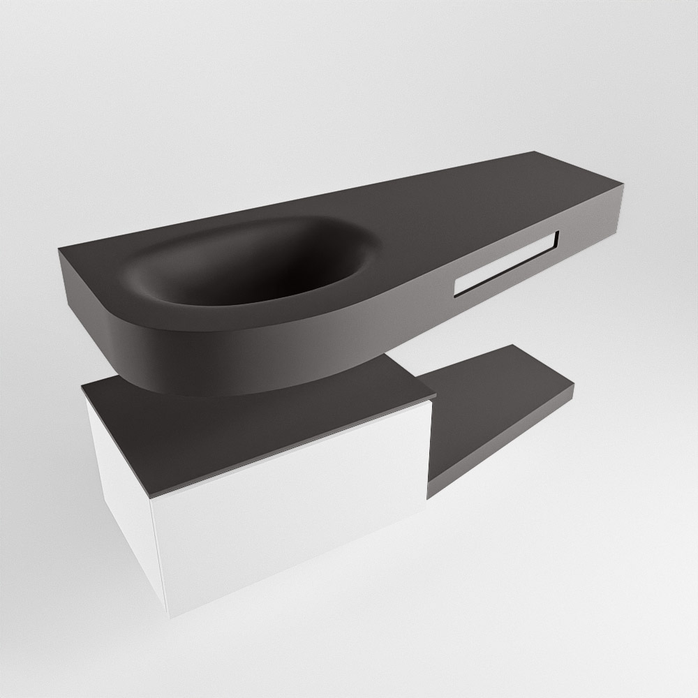 MONDIAZ RIVA 120cm mueble de baño / estante color Talc con 1 cajón. Lavabo DULCET Izquierda 1 orificio, color Dark Grey. - Imagen 4