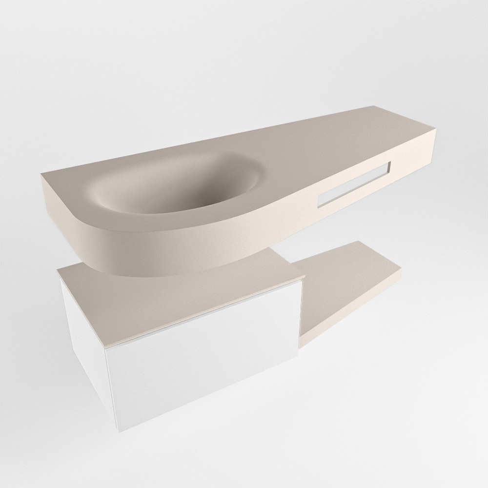 MONDIAZ RIVA 120cm mueble de baño / estante color Talc con 1 cajón. Lavabo DULCET Izquierda 1 orificio, color Linen. 4 MONDIAZ RIVA 120cm mueble de baño / estante color Talc con 1 cajón. Lavabo DULCET Izquierda 1 orificio, color Linen. - Imagen 4
