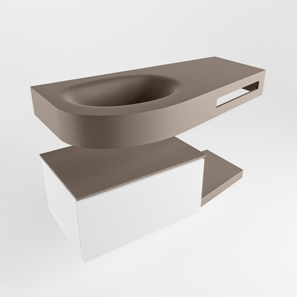 MONDIAZ RIVA 100cm mueble de baño / estante color Talc con 1 cajón. Lavabo DULCET Izquierda sin orificio, color Smoke. 4 MONDIAZ RIVA 100cm mueble de baño / estante color Talc con 1 cajón. Lavabo DULCET Izquierda sin orificio, color Smoke. - Imagen 4