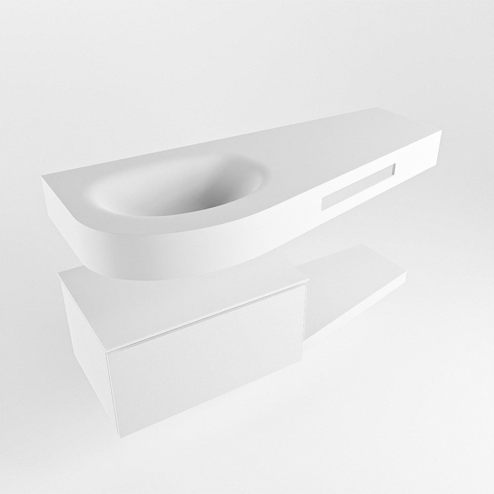 MONDIAZ RIVA 120cm mueble de baño / estante color Talc con 1 cajón. Lavabo DULCET Izquierda 1 orificio, color Talc. 4 MONDIAZ RIVA 120cm mueble de baño / estante color Talc con 1 cajón. Lavabo DULCET Izquierda 1 orificio, color Talc. - Imagen 4