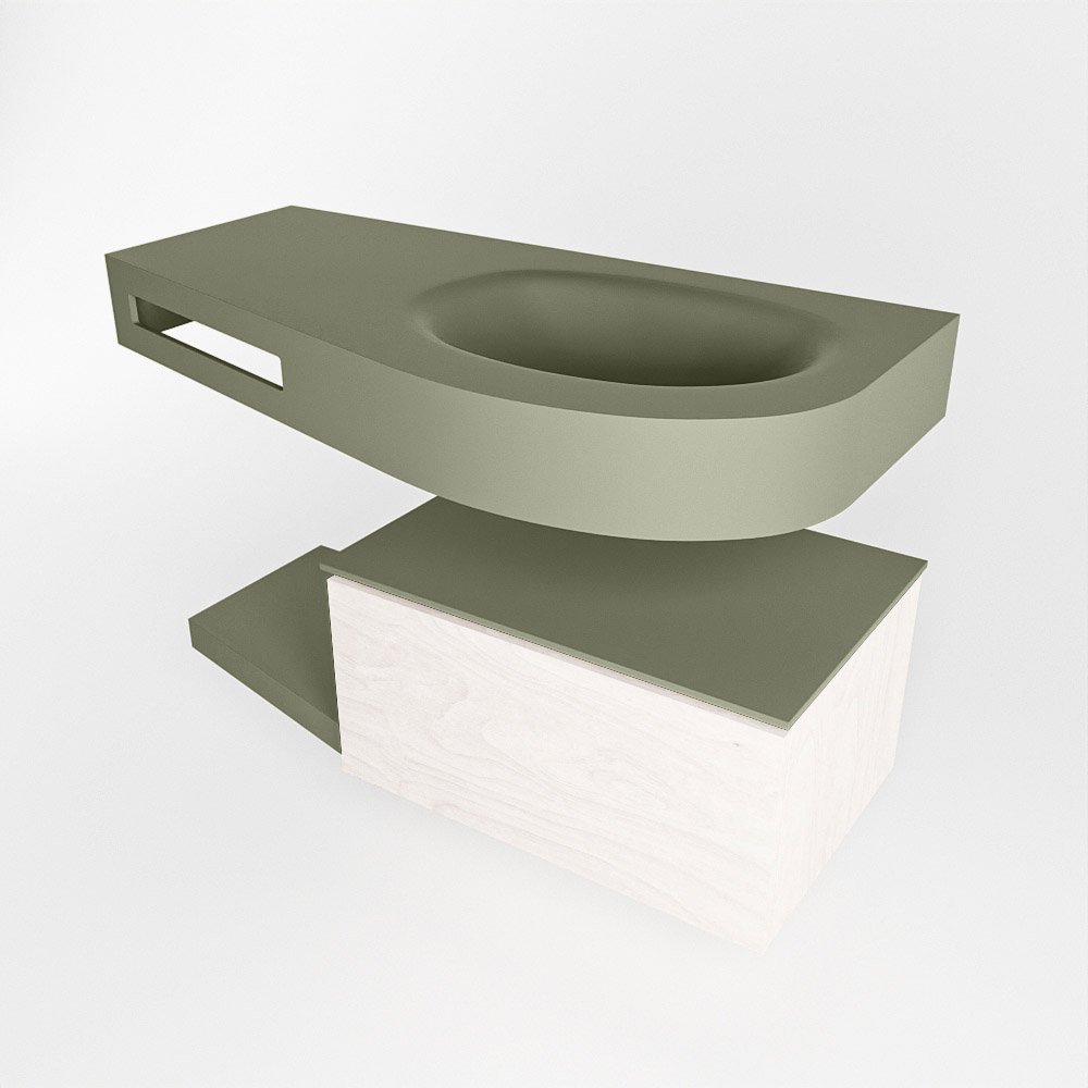 MONDIAZ RIVA 100cm mueble de baño / estante color Underlayment con 1 cajón. Lavabo DULCET Derecho sin orificio, color Army. 4 MONDIAZ RIVA 100cm mueble de baño / estante color Underlayment con 1 cajón. Lavabo DULCET Derecho sin orificio, color Army. - Imagen 4