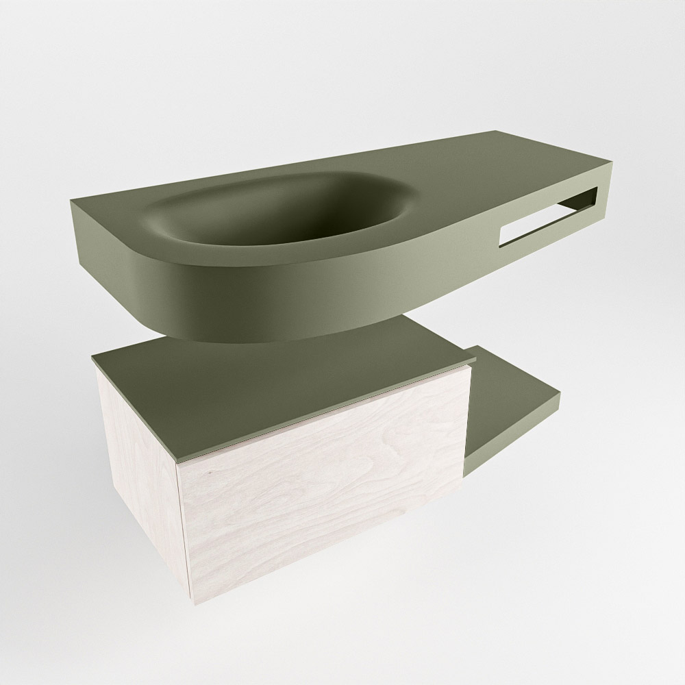 MONDIAZ RIVA 100cm mueble de baño / estante color Underlayment con 1 cajón. Lavabo DULCET Izquierda 1 orificio, color Army. 4 MONDIAZ RIVA 100cm mueble de baño / estante color Underlayment con 1 cajón. Lavabo DULCET Izquierda 1 orificio, color Army. - Imagen 4