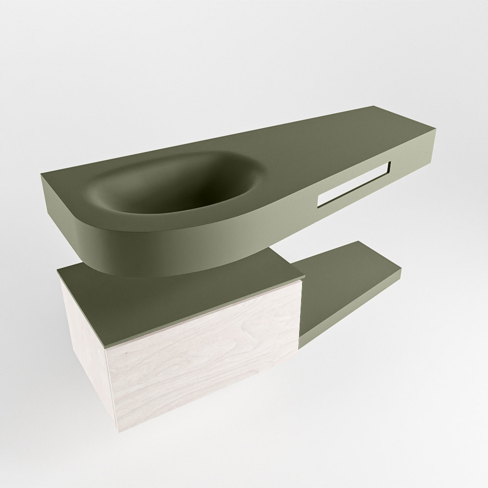 MONDIAZ RIVA 120cm mueble de baño / estante color Underlayment con 1 cajón. Lavabo DULCET Izquierda 1 orificio, color Army. 4 MONDIAZ RIVA 120cm mueble de baño / estante color Underlayment con 1 cajón. Lavabo DULCET Izquierda 1 orificio, color Army. - Imagen 4