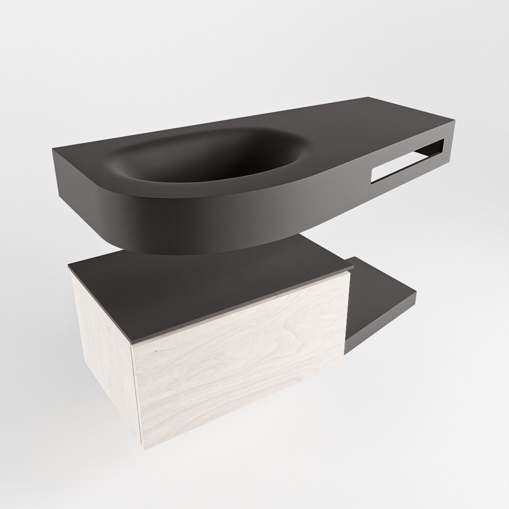 MONDIAZ RIVA 100cm mueble de baño / estante color Underlayment con 1 cajón. Lavabo DULCET Izquierda 1 orificio, color Dark Grey. 4 MONDIAZ RIVA 100cm mueble de baño / estante color Underlayment con 1 cajón. Lavabo DULCET Izquierda 1 orificio, color Dark Grey. - Imagen 4