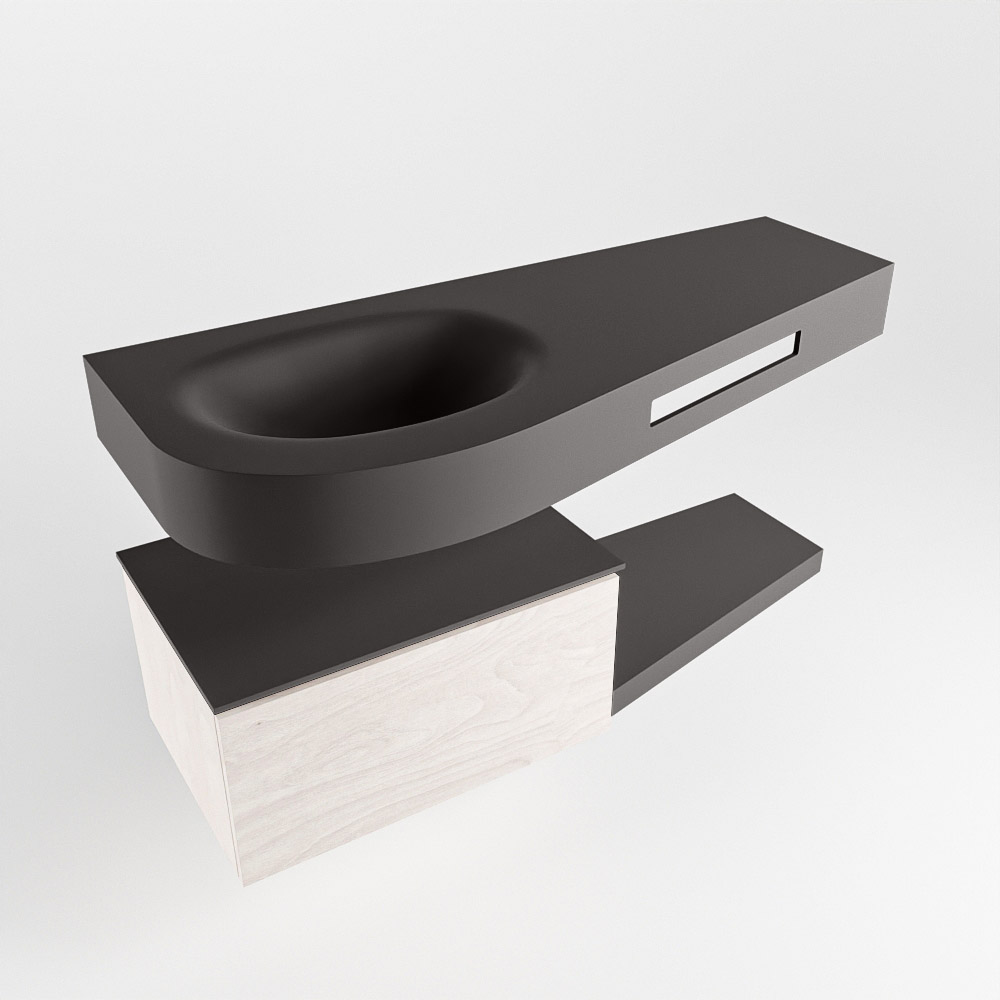 MONDIAZ RIVA 120cm mueble de baño / estante color Underlayment con 1 cajón. Lavabo DULCET Izquierda 1 orificio, color Dark Grey. - Imagen 4