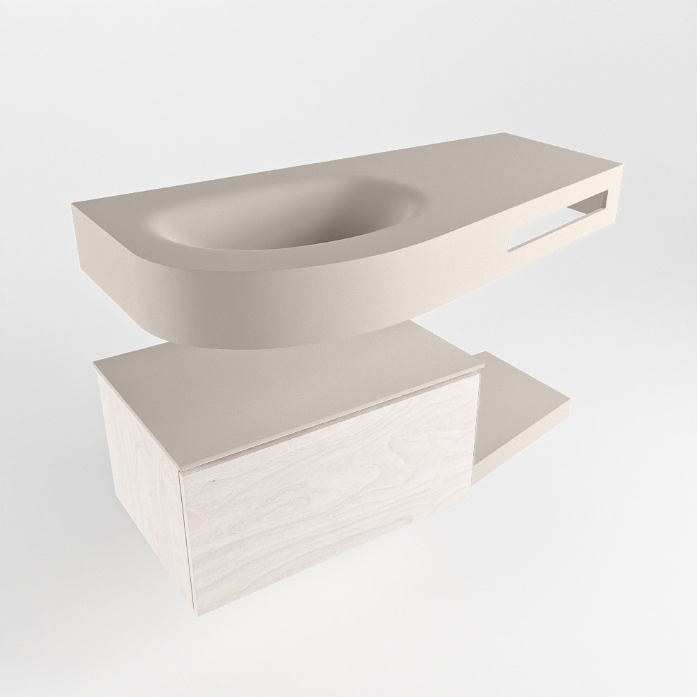 MONDIAZ RIVA 100cm mueble de baño / estante color Underlayment con 1 cajón. Lavabo DULCET Izquierda 1 orificio, color Linen. 4 MONDIAZ RIVA 100cm mueble de baño / estante color Underlayment con 1 cajón. Lavabo DULCET Izquierda 1 orificio, color Linen. - Imagen 4