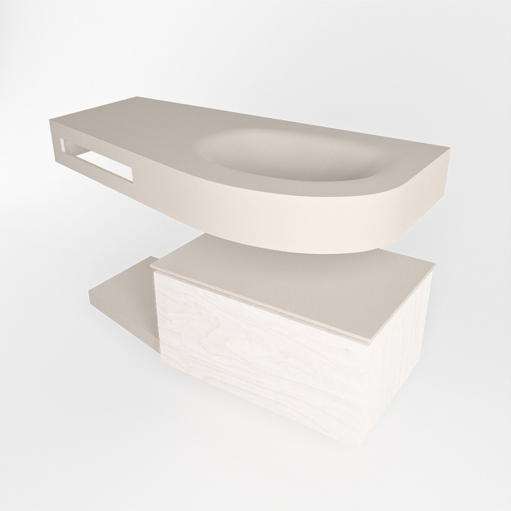 MONDIAZ RIVA 100cm mueble de baño / estante color Underlayment con 1 cajón. Lavabo DULCET Derecho 1 orificio, color Linen. 4 MONDIAZ RIVA 100cm mueble de baño / estante color Underlayment con 1 cajón. Lavabo DULCET Derecho 1 orificio, color Linen. - Imagen 4
