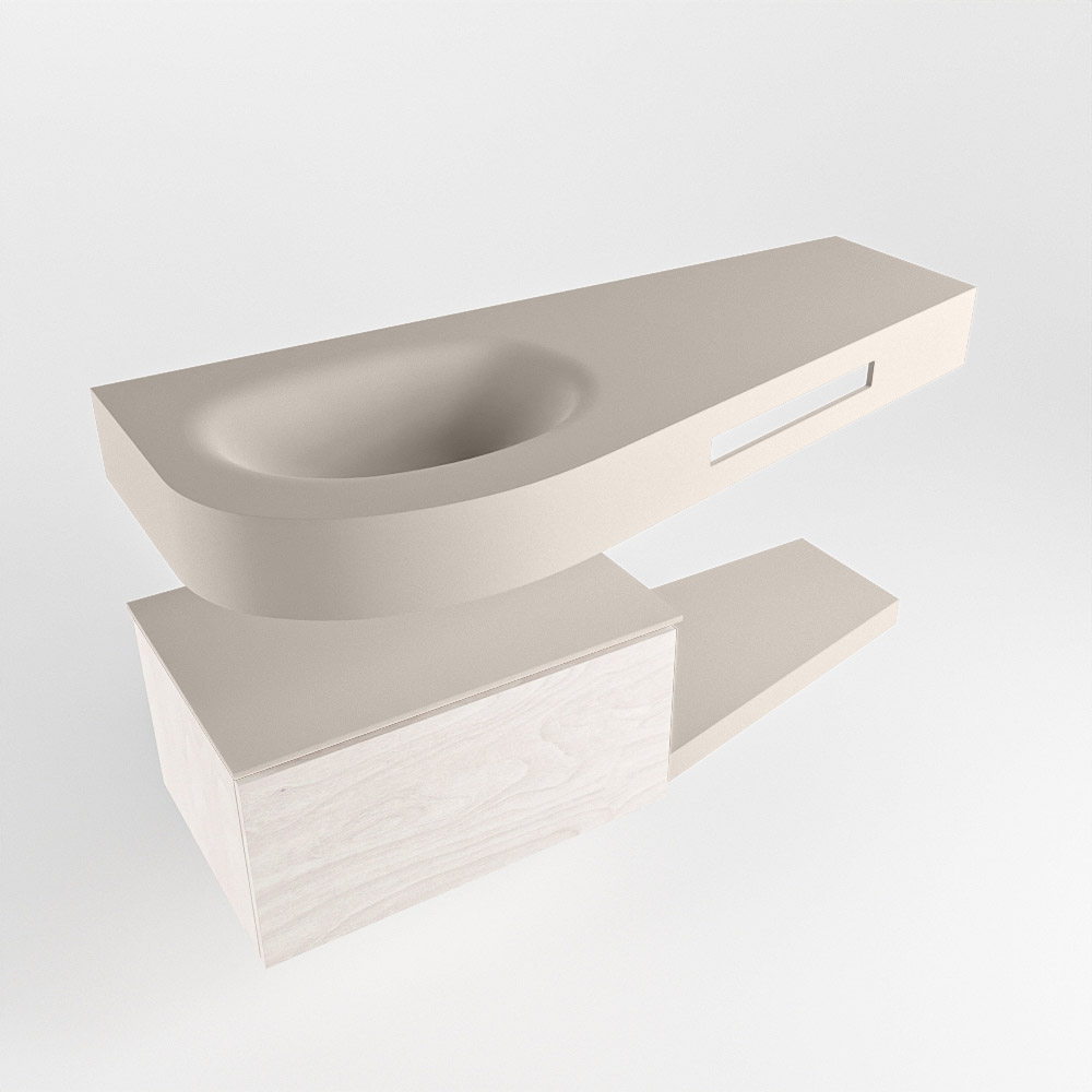 MONDIAZ RIVA 120cm mueble de baño / estante color Underlayment con 1 cajón. Lavabo DULCET Izquierda sin orificio, color Linen. 4 MONDIAZ RIVA 120cm mueble de baño / estante color Underlayment con 1 cajón. Lavabo DULCET Izquierda sin orificio, color Linen. - Imagen 4