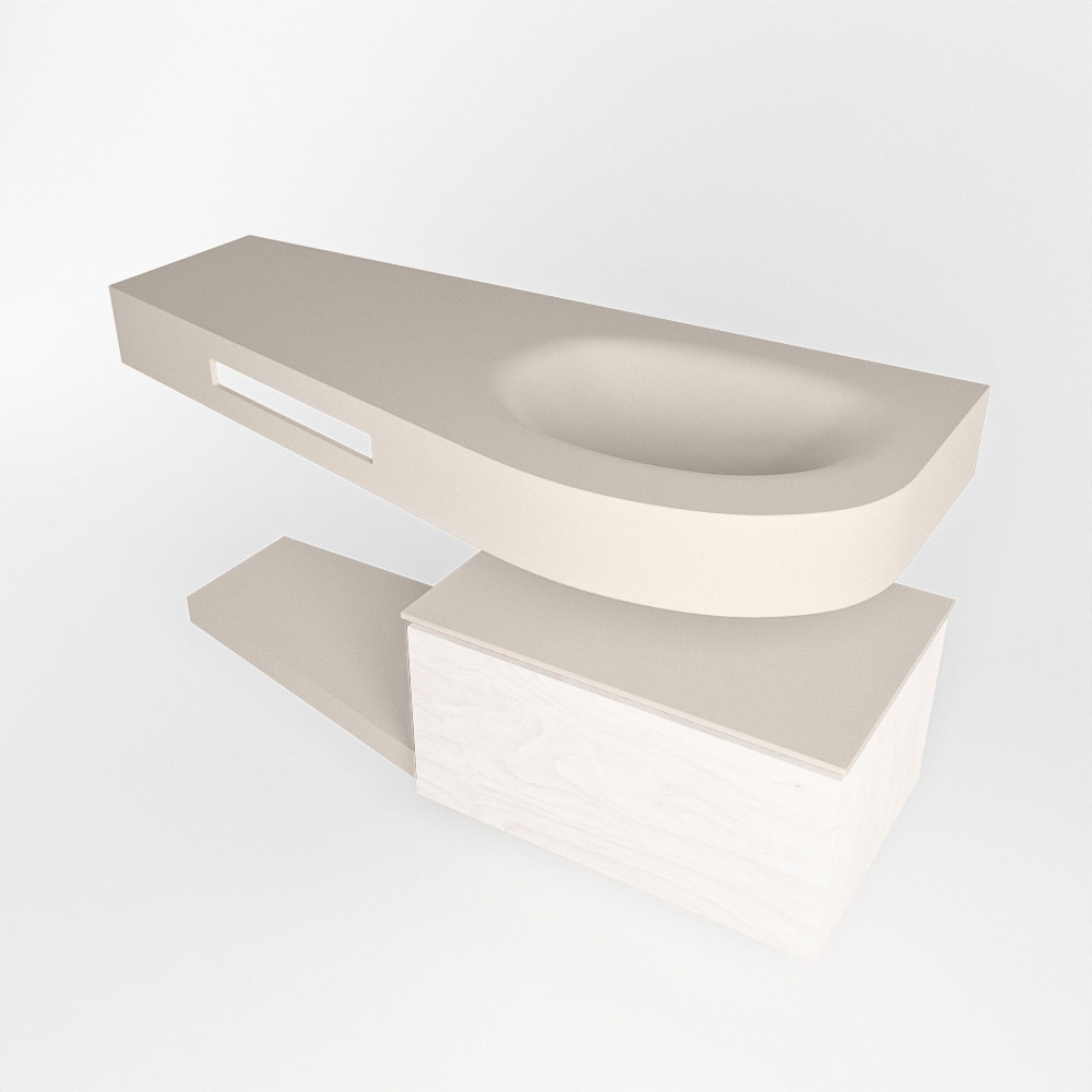 MONDIAZ RIVA 120cm mueble de baño / estante color Underlayment con 1 cajón. Lavabo DULCET Derecho sin orificio, color Linen. 4 MONDIAZ RIVA 120cm mueble de baño / estante color Underlayment con 1 cajón. Lavabo DULCET Derecho sin orificio, color Linen. - Imagen 4