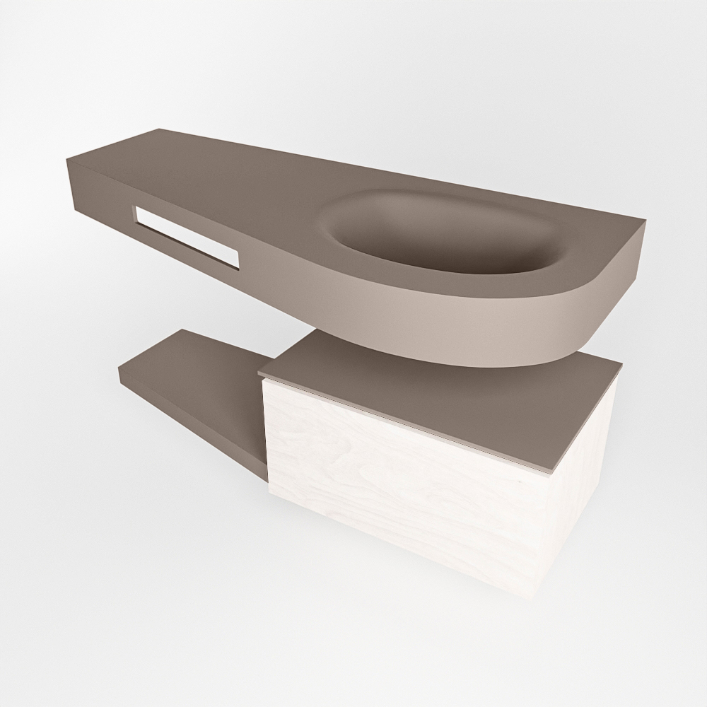 MONDIAZ RIVA 120cm mueble de baño / estante color Underlayment con 1 cajón. Lavabo DULCET Derecho 1 orificio, color Smoke. 4 MONDIAZ RIVA 120cm mueble de baño / estante color Underlayment con 1 cajón. Lavabo DULCET Derecho 1 orificio, color Smoke. - Imagen 4