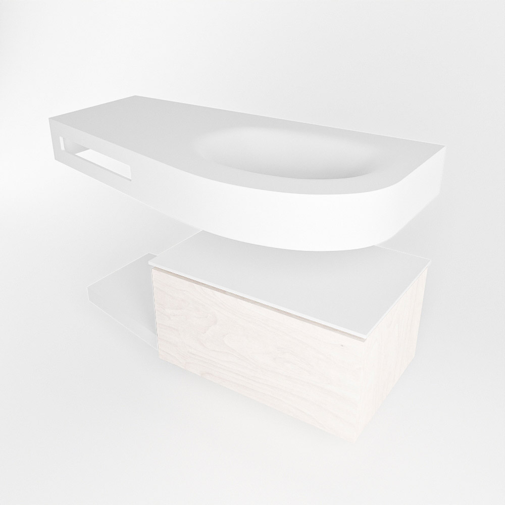MONDIAZ RIVA 100cm mueble de baño / estante color Underlayment con 1 cajón. Lavabo DULCET Derecho sin orificio, color Talc. 4 MONDIAZ RIVA 100cm mueble de baño / estante color Underlayment con 1 cajón. Lavabo DULCET Derecho sin orificio, color Talc. - Imagen 4