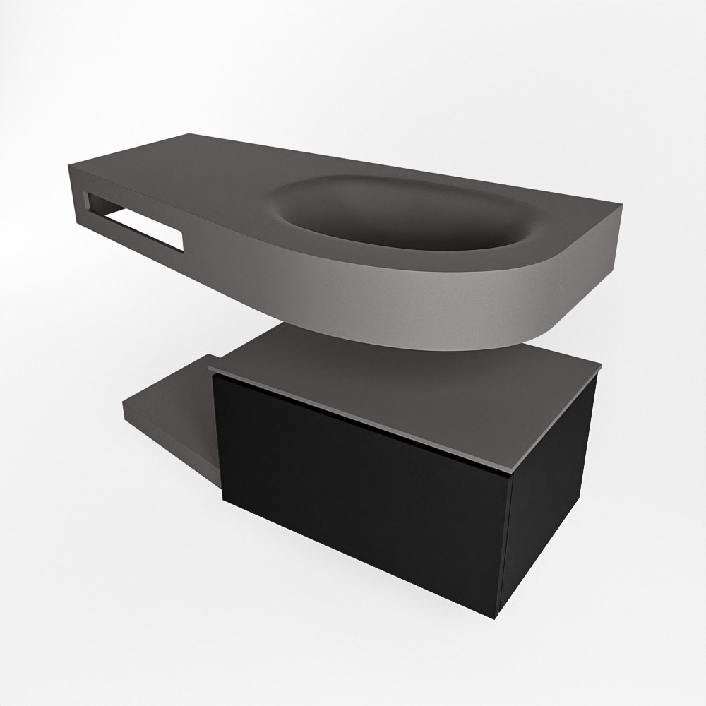 MONDIAZ RIVA 100cm mueble de baño / estante color Urban con 1 cajón. Lavabo DULCET Derecho 1 orificio, color Dark Grey. 4 MONDIAZ RIVA 100cm mueble de baño / estante color Urban con 1 cajón. Lavabo DULCET Derecho 1 orificio, color Dark Grey. - Imagen 4