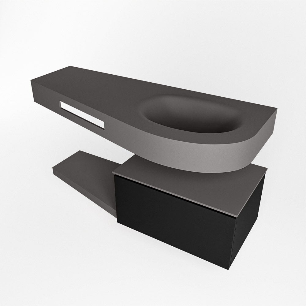 MONDIAZ RIVA 120cm mueble de baño / estante color Urban con 1 cajón. Lavabo DULCET Derecho sin orificio, color Dark Grey. - Imagen 4