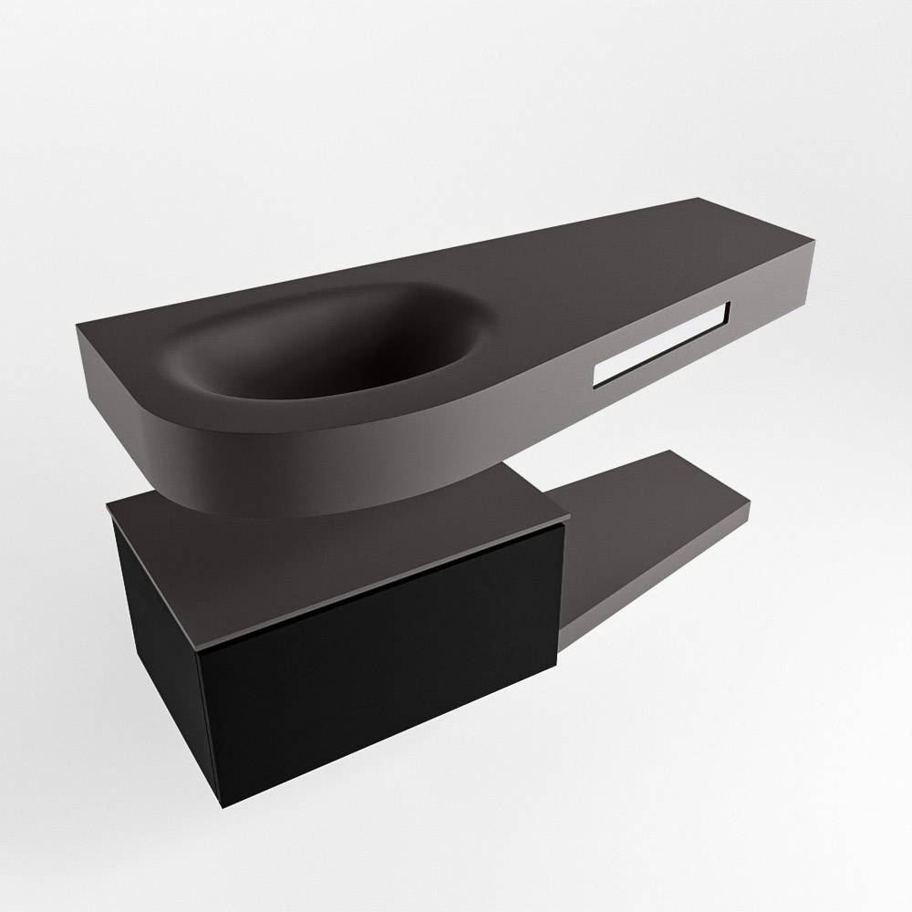 MONDIAZ RIVA 120cm mueble de baño / estante color Urban con 1 cajón. Lavabo DULCET Izquierda 1 orificio, color Dark Grey. - Imagen 4