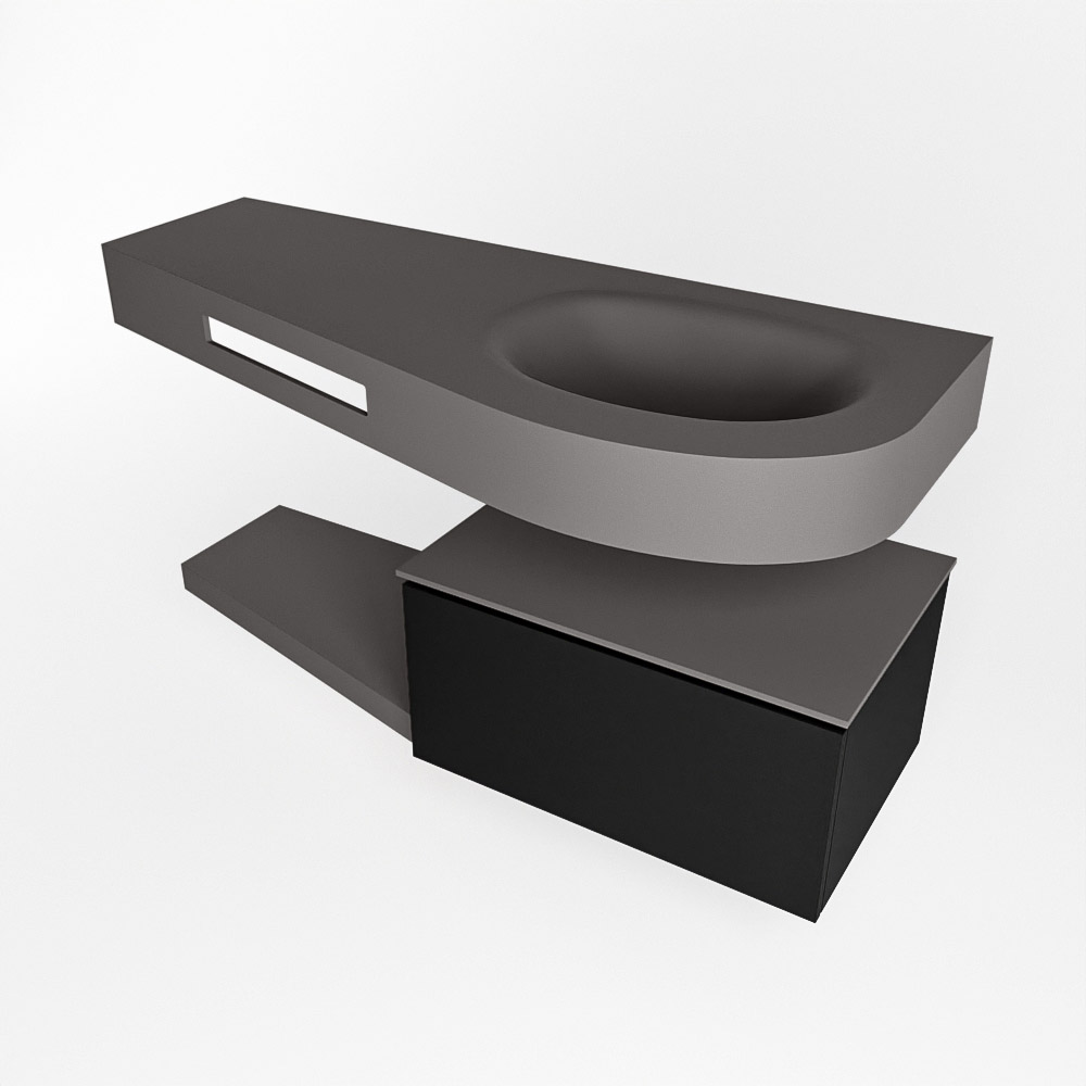 MONDIAZ RIVA 120cm mueble de baño / estante color Urban con 1 cajón. Lavabo DULCET Derecho 1 orificio, color Dark Grey. 4 MONDIAZ RIVA 120cm mueble de baño / estante color Urban con 1 cajón. Lavabo DULCET Derecho 1 orificio, color Dark Grey. - Imagen 4