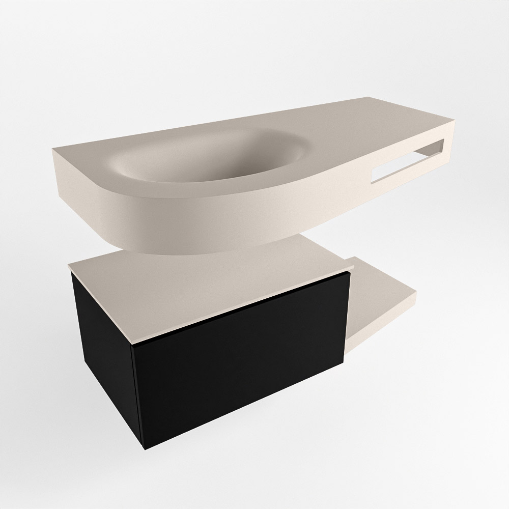 MONDIAZ RIVA 100cm mueble de baño / estante color Urban con 1 cajón. Lavabo DULCET Izquierda 1 orificio, color Linen. 4 MONDIAZ RIVA 100cm mueble de baño / estante color Urban con 1 cajón. Lavabo DULCET Izquierda 1 orificio, color Linen. - Imagen 4
