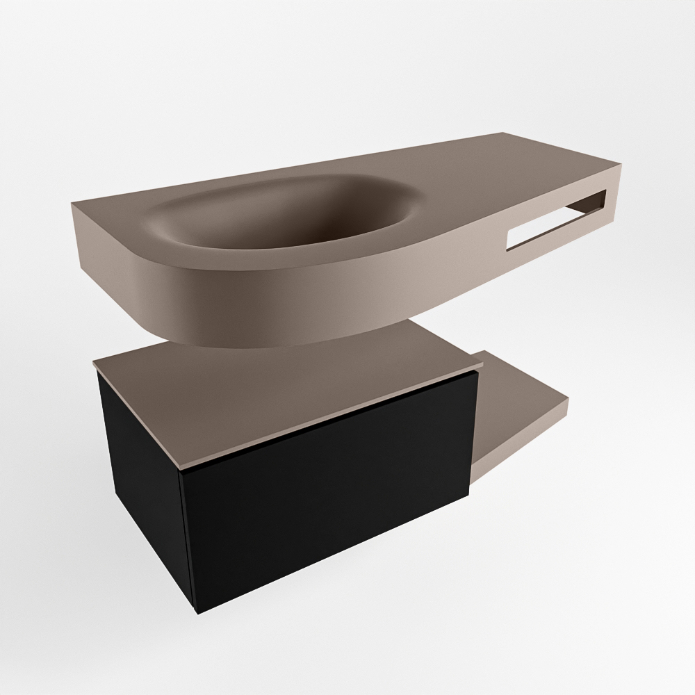 MONDIAZ RIVA 100cm mueble de baño / estante color Urban con 1 cajón. Lavabo DULCET Izquierda 1 orificio, color Smoke. 4 MONDIAZ RIVA 100cm mueble de baño / estante color Urban con 1 cajón. Lavabo DULCET Izquierda 1 orificio, color Smoke. - Imagen 4