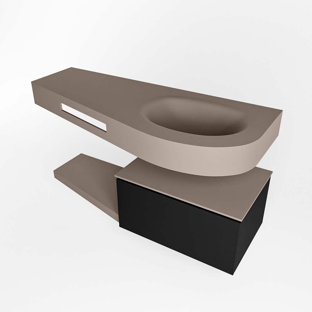 MONDIAZ RIVA 120cm mueble de baño / estante color Urban con 1 cajón. Lavabo DULCET Derecho sin orificio, color Smoke. 4 MONDIAZ RIVA 120cm mueble de baño / estante color Urban con 1 cajón. Lavabo DULCET Derecho sin orificio, color Smoke. - Imagen 4