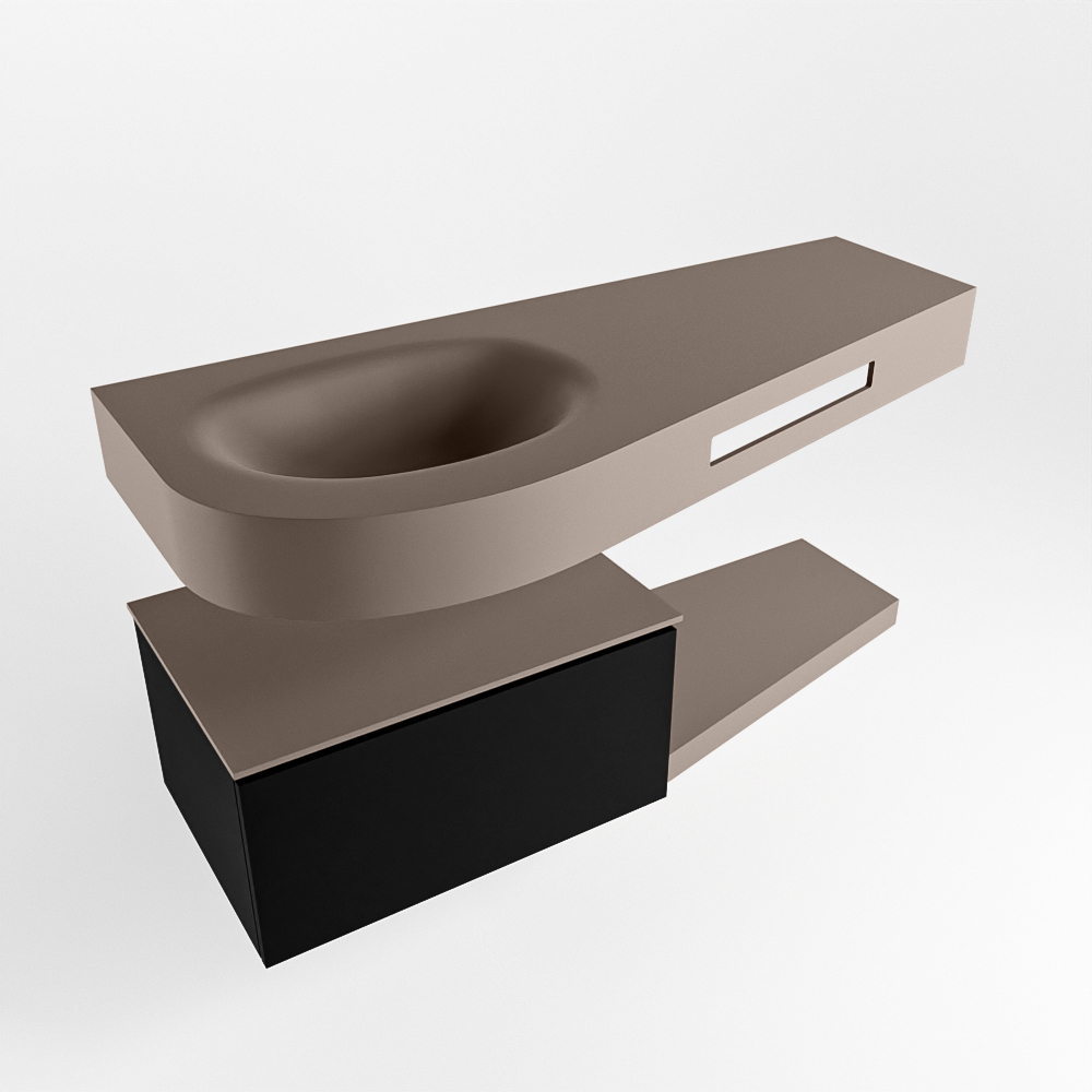 MONDIAZ RIVA 120cm mueble de baño / estante color Urban con 1 cajón. Lavabo DULCET Izquierda 1 orificio, color Smoke. 4 MONDIAZ RIVA 120cm mueble de baño / estante color Urban con 1 cajón. Lavabo DULCET Izquierda 1 orificio, color Smoke. - Imagen 4