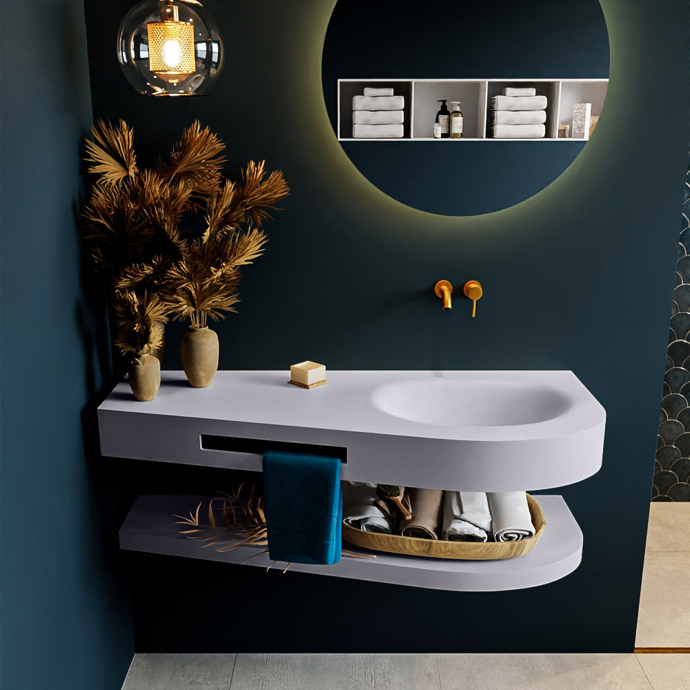 MONDIAZ RIVA 120cm lavabo con estante color Cale. Lavabo DULCET Derecho sin orificio, color Cale. 3 MONDIAZ RIVA 120cm lavabo con estante color Cale. Lavabo DULCET Derecho sin orificio, color Cale. - Imagen 3