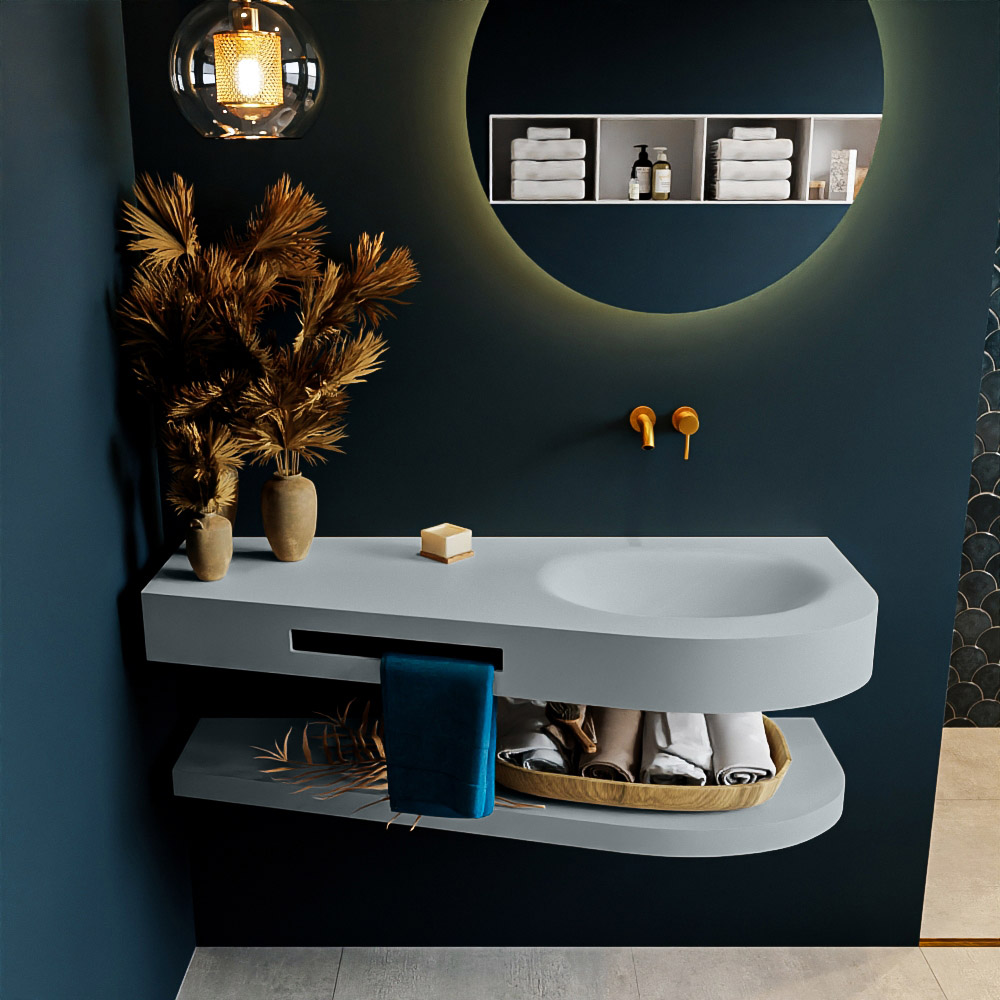 MONDIAZ RIVA 120cm lavabo con estante color Clay. Lavabo DULCET Derecho sin orificio, color Clay. 3 MONDIAZ RIVA 120cm lavabo con estante color Clay. Lavabo DULCET Derecho sin orificio, color Clay. - Imagen 3