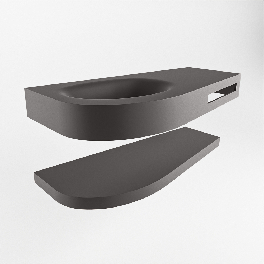 MONDIAZ RIVA 100cm lavabo con estante color Dark Grey. Lavabo DULCET Izquierda 1 orificio, color Dark Grey. - Imagen 5