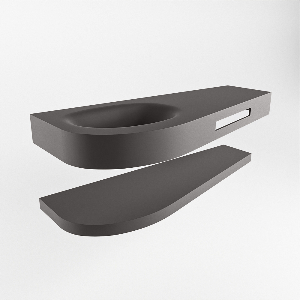 MONDIAZ RIVA 120cm lavabo con estante color Dark Grey. Lavabo DULCET Izquierda 1 orificio, color Dark Grey. - Imagen 5