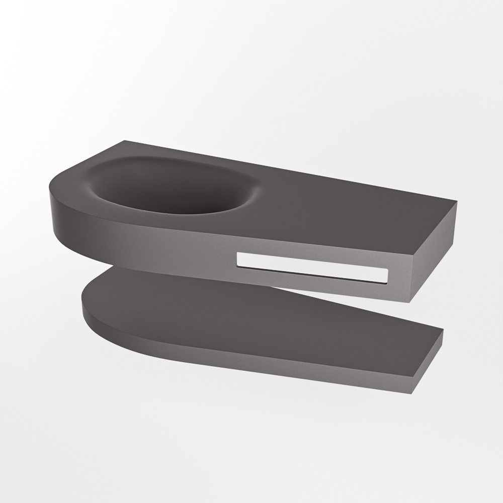 MONDIAZ RIVA 100cm lavabo con estante color Dark Grey. Lavabo DULCET Izquierda sin orificio, color Dark Grey. - Imagen 6
