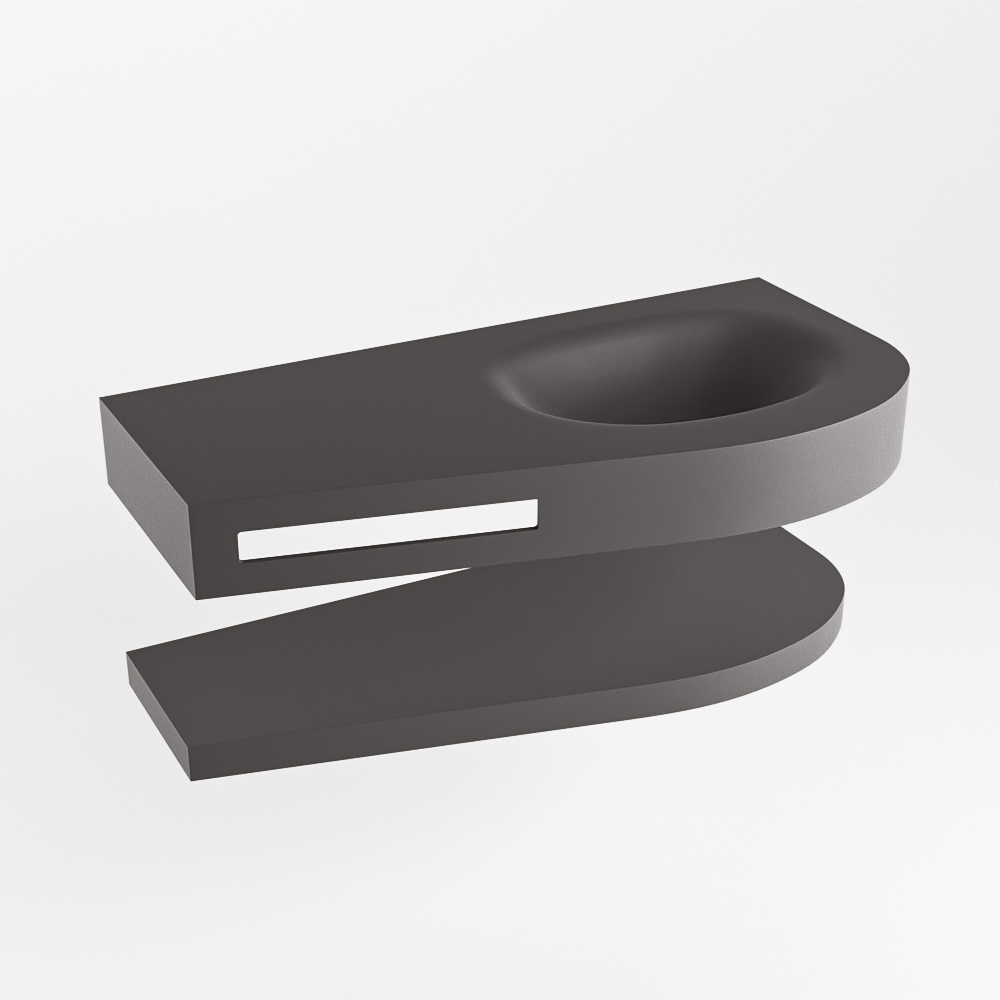 MONDIAZ RIVA 100cm lavabo con estante color Dark Grey. Lavabo DULCET Derecho sin orificio, color Dark Grey. - Imagen 6
