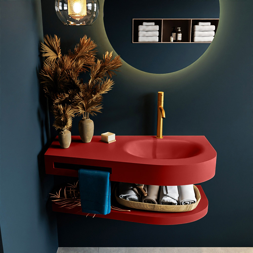 MONDIAZ RIVA 100cm lavabo con estante color Fire. Lavabo DULCET Derecho 1 orificio, color Fire. 3 MONDIAZ RIVA 100cm lavabo con estante color Fire. Lavabo DULCET Derecho 1 orificio, color Fire. - Imagen 3