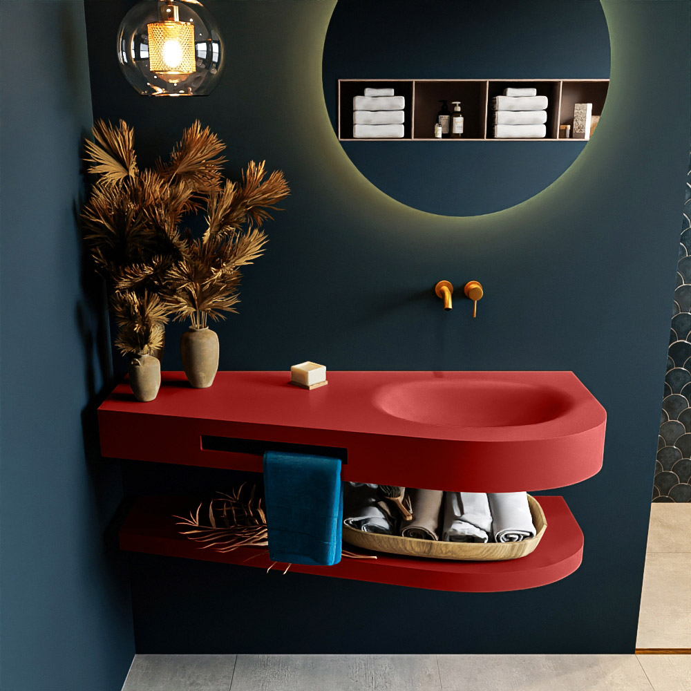 MONDIAZ RIVA 120cm lavabo con estante color Fire. Lavabo DULCET Derecho sin orificio, color Fire. 3 MONDIAZ RIVA 120cm lavabo con estante color Fire. Lavabo DULCET Derecho sin orificio, color Fire. - Imagen 3