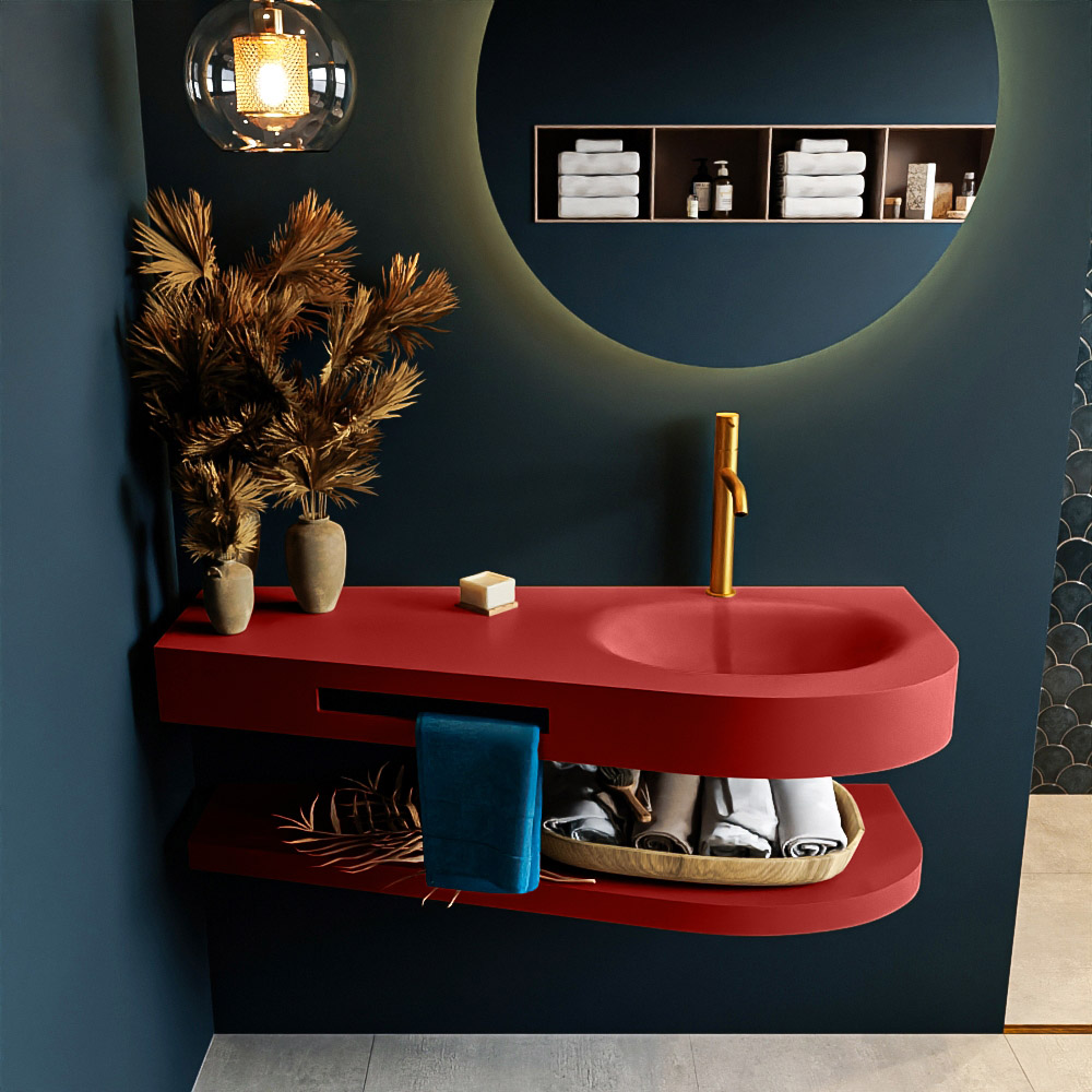 MONDIAZ RIVA 120cm lavabo con estante color Fire. Lavabo DULCET Derecho 1 orificio, color Fire. 3 MONDIAZ RIVA 120cm lavabo con estante color Fire. Lavabo DULCET Derecho 1 orificio, color Fire. - Imagen 3