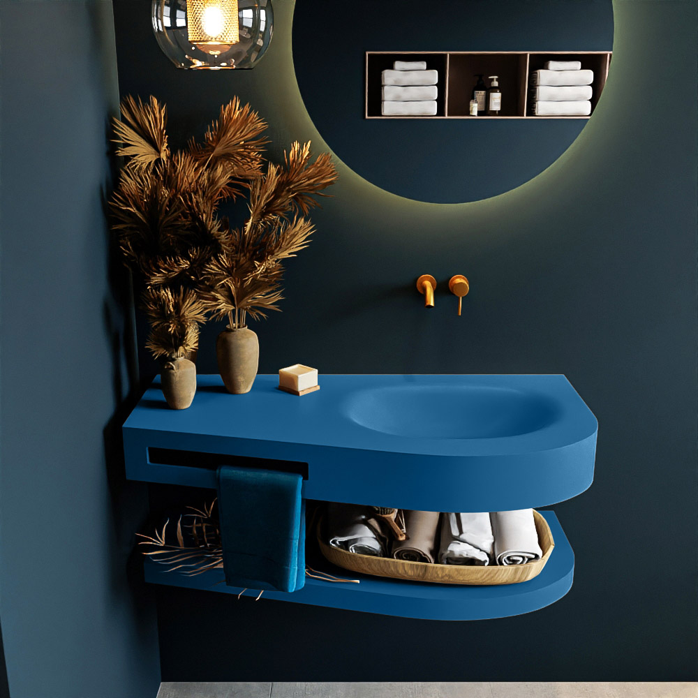 MONDIAZ RIVA 100cm lavabo con estante color Jeans. Lavabo DULCET Derecho sin orificio, color Jeans. 3 MONDIAZ RIVA 100cm lavabo con estante color Jeans. Lavabo DULCET Derecho sin orificio, color Jeans. - Imagen 3
