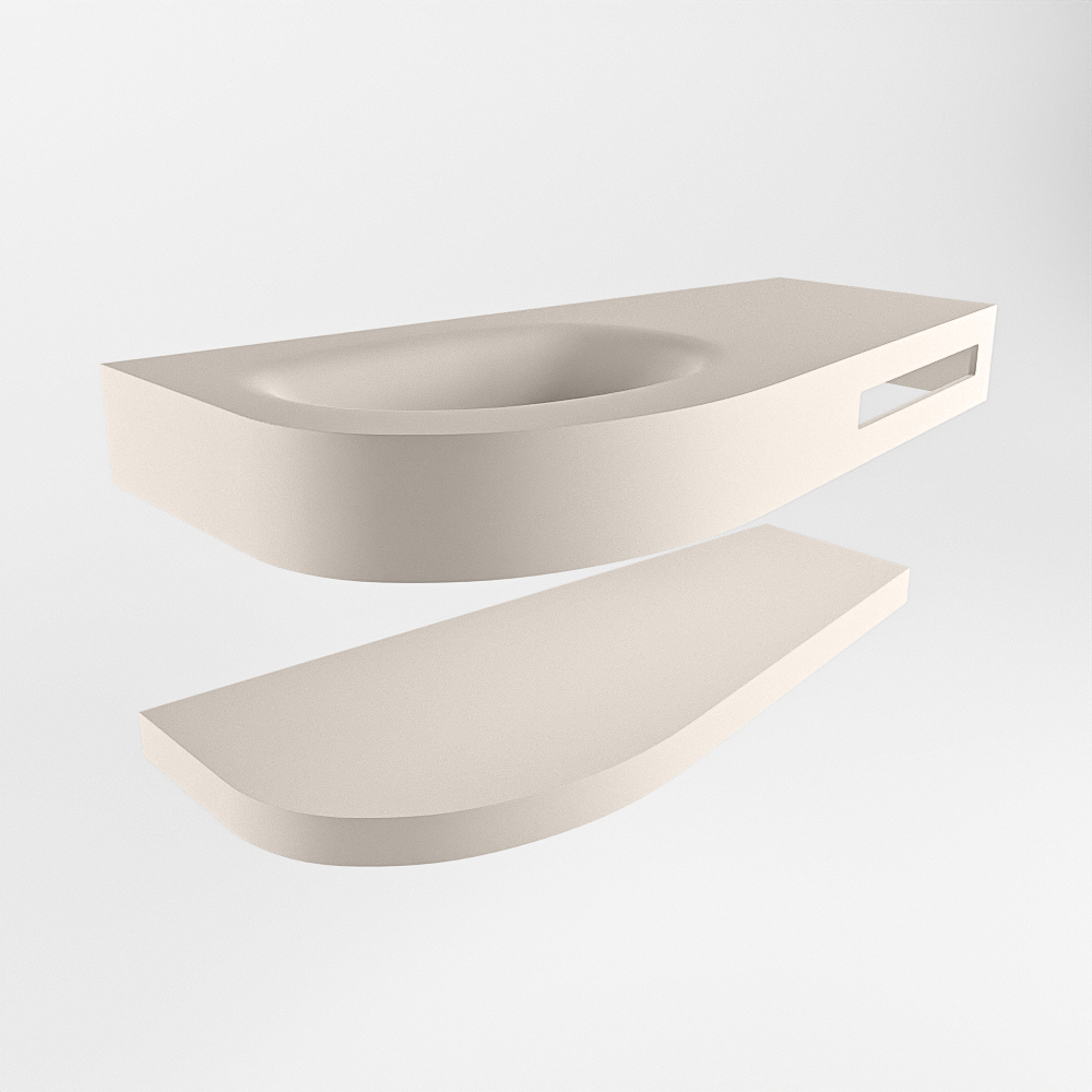 MONDIAZ RIVA 100cm lavabo con estante color Linen. Lavabo DULCET Izquierda 1 orificio, color Linen. 5 MONDIAZ RIVA 100cm lavabo con estante color Linen. Lavabo DULCET Izquierda 1 orificio, color Linen. - Imagen 5
