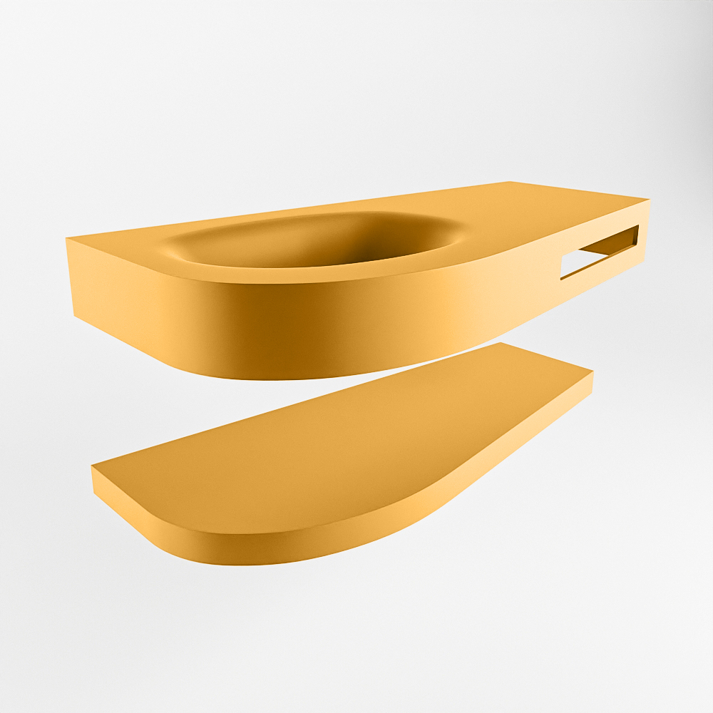 MONDIAZ RIVA 100cm lavabo con estante color Ocher. Lavabo DULCET Izquierda 1 orificio, color Ocher. 5 MONDIAZ RIVA 100cm lavabo con estante color Ocher. Lavabo DULCET Izquierda 1 orificio, color Ocher. - Imagen 5