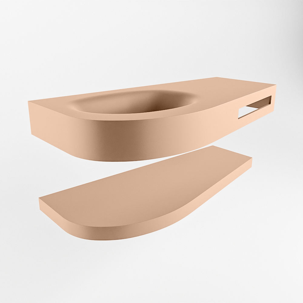 MONDIAZ RIVA 100cm lavabo con estante color Rosee. Lavabo DULCET Izquierda 1 orificio, color Rosee. 5 MONDIAZ RIVA 100cm lavabo con estante color Rosee. Lavabo DULCET Izquierda 1 orificio, color Rosee. - Imagen 5