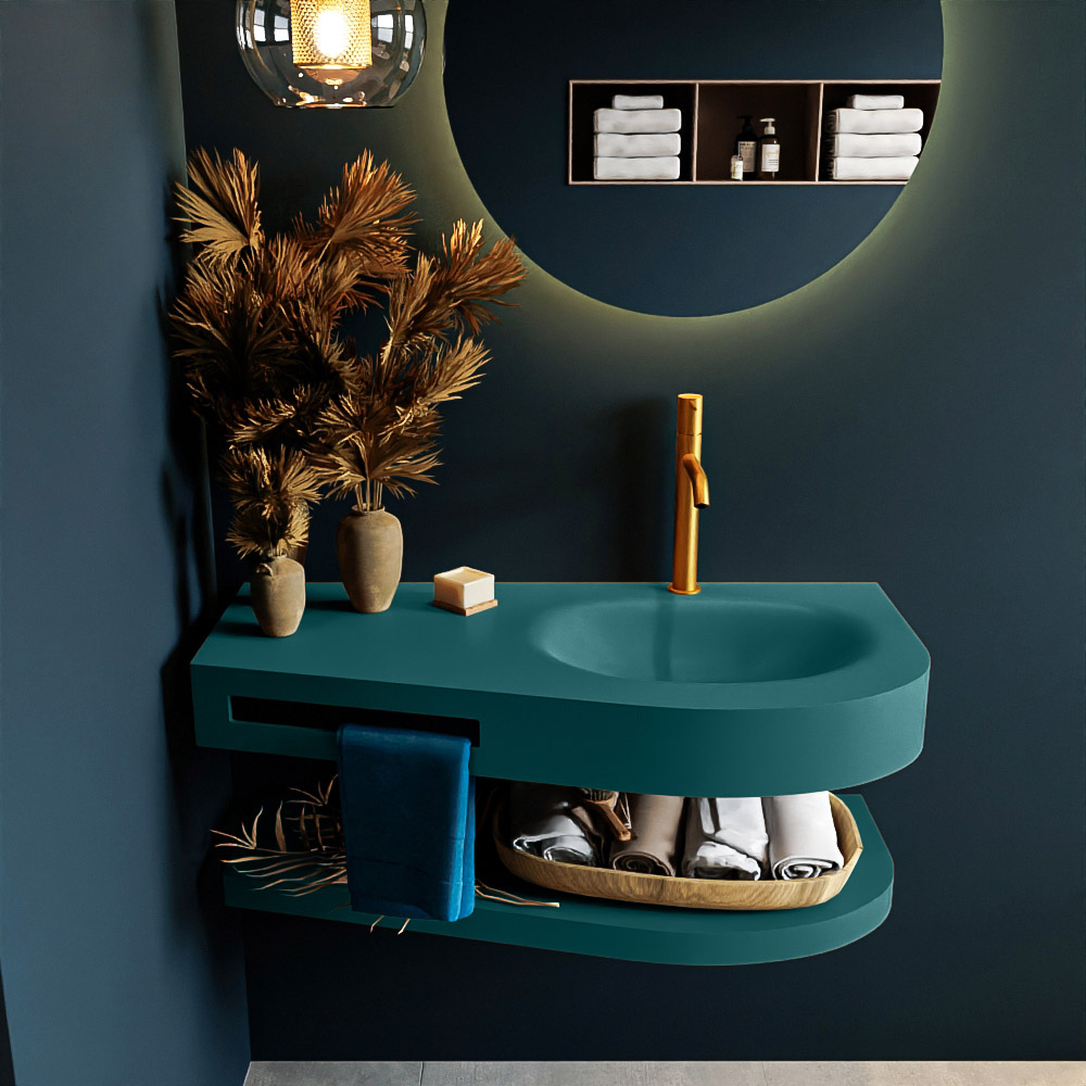 MONDIAZ RIVA 100cm lavabo con estante color Smag. Lavabo DULCET Derecho 1 orificio, color Smag. 3 MONDIAZ RIVA 100cm lavabo con estante color Smag. Lavabo DULCET Derecho 1 orificio, color Smag. - Imagen 3