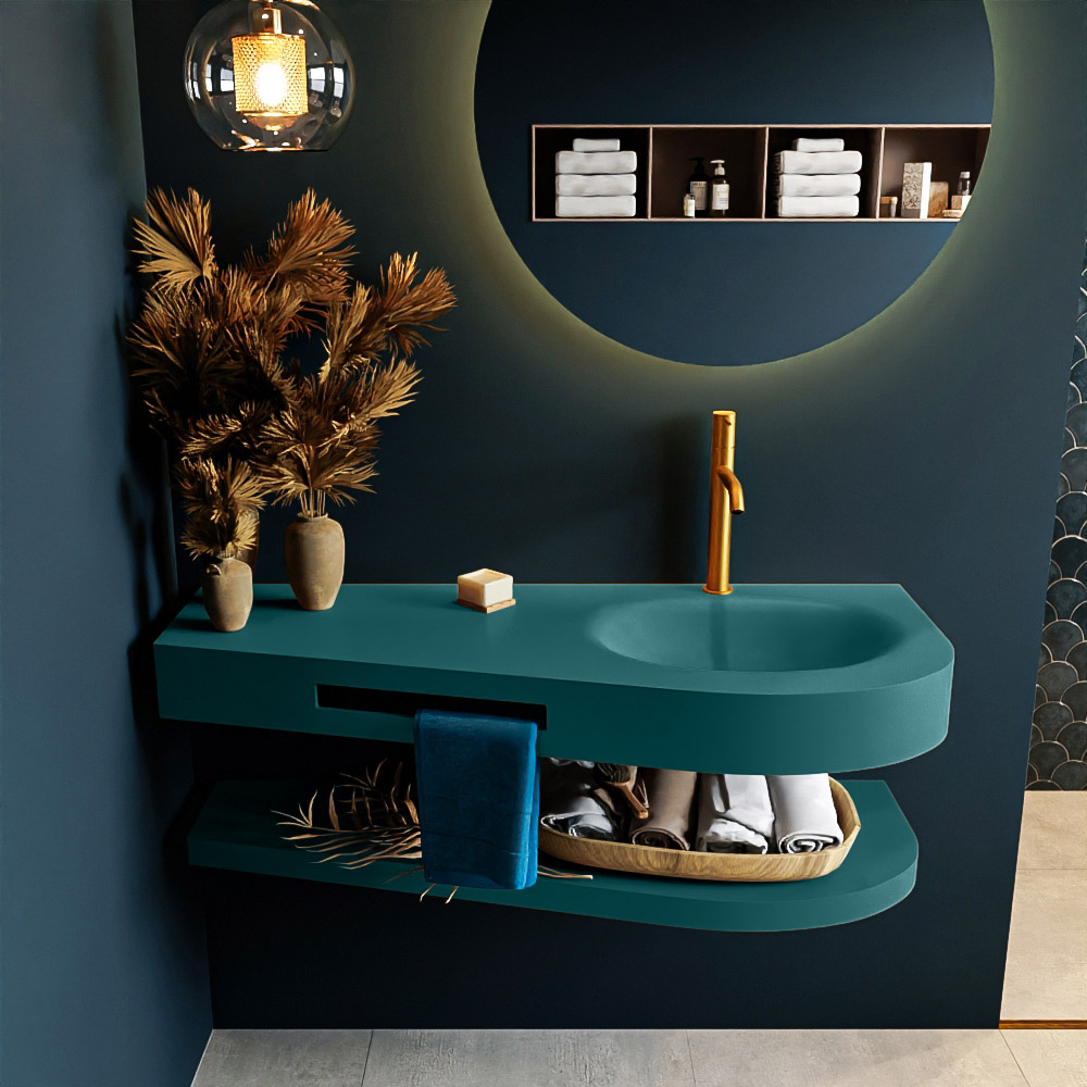 MONDIAZ RIVA 120cm lavabo con estante color Smag. Lavabo DULCET Derecho 1 orificio, color Smag. 3 MONDIAZ RIVA 120cm lavabo con estante color Smag. Lavabo DULCET Derecho 1 orificio, color Smag. - Imagen 3