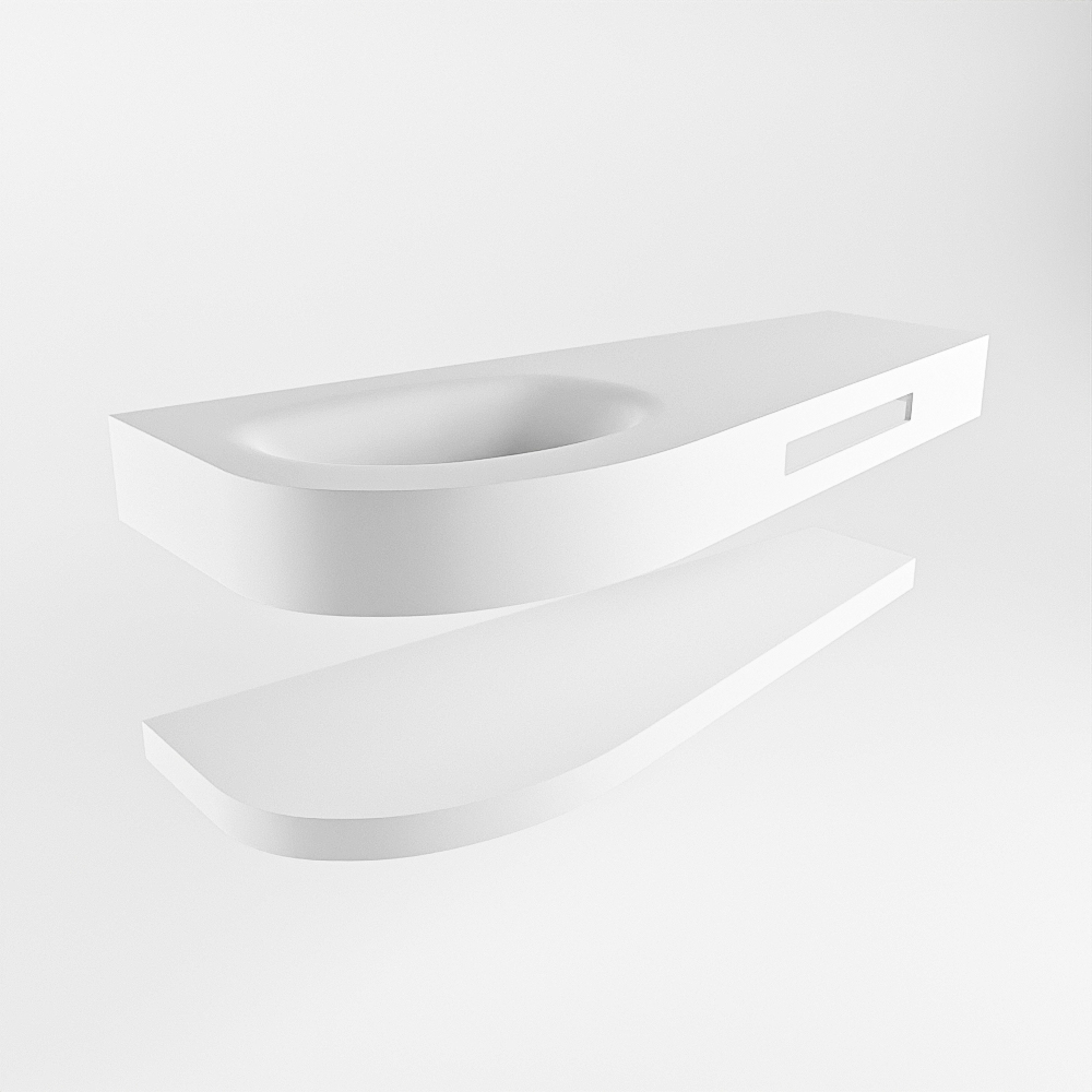 MONDIAZ RIVA 120cm lavabo con estante color Talc. Lavabo DULCET Izquierda sin orificio, color Talc. 5 MONDIAZ RIVA 120cm lavabo con estante color Talc. Lavabo DULCET Izquierda sin orificio, color Talc. - Imagen 5