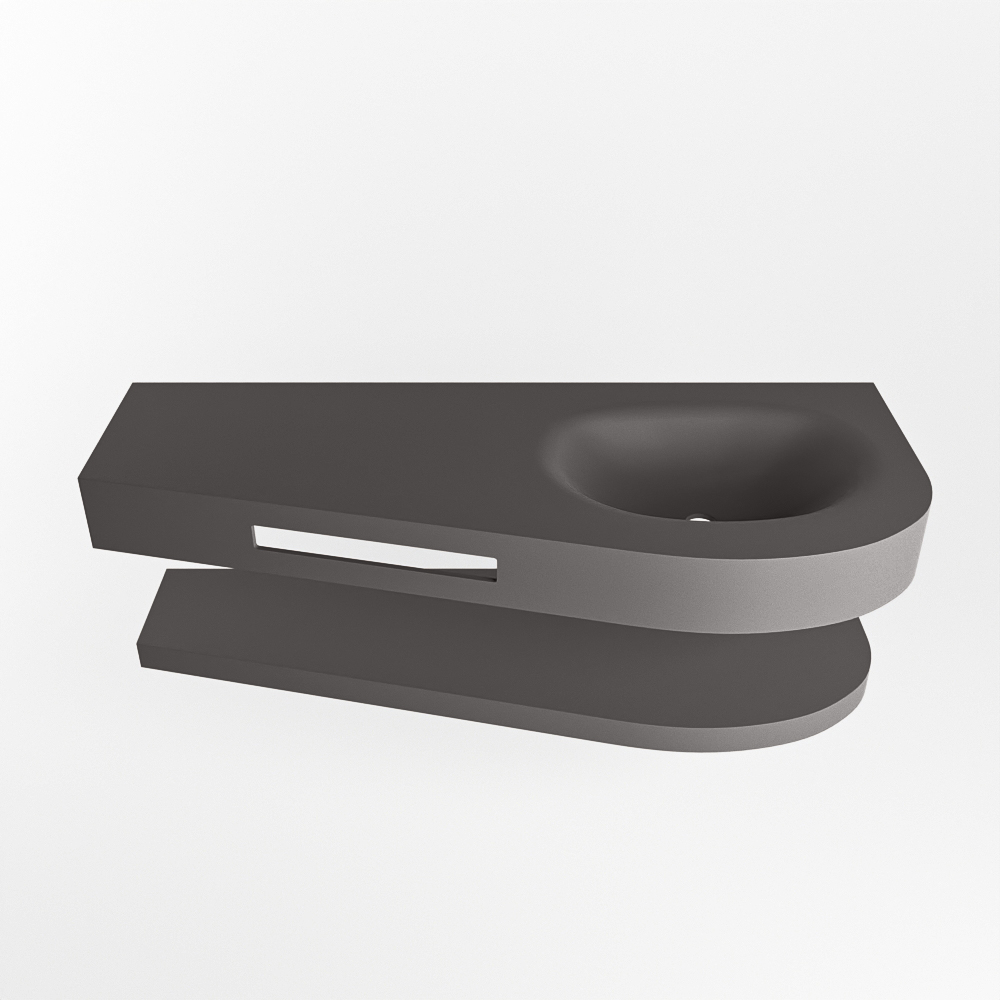 MONDIAZ RIVA 120cm lavabo con estante color Dark Grey. Lavabo DULCET Derecho sin orificio, color Dark Grey. - Imagen 4