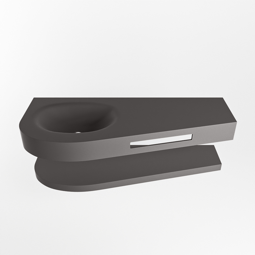 MONDIAZ RIVA 120cm lavabo con estante color Dark Grey. Lavabo DULCET Izquierda 1 orificio, color Dark Grey. - Imagen 4