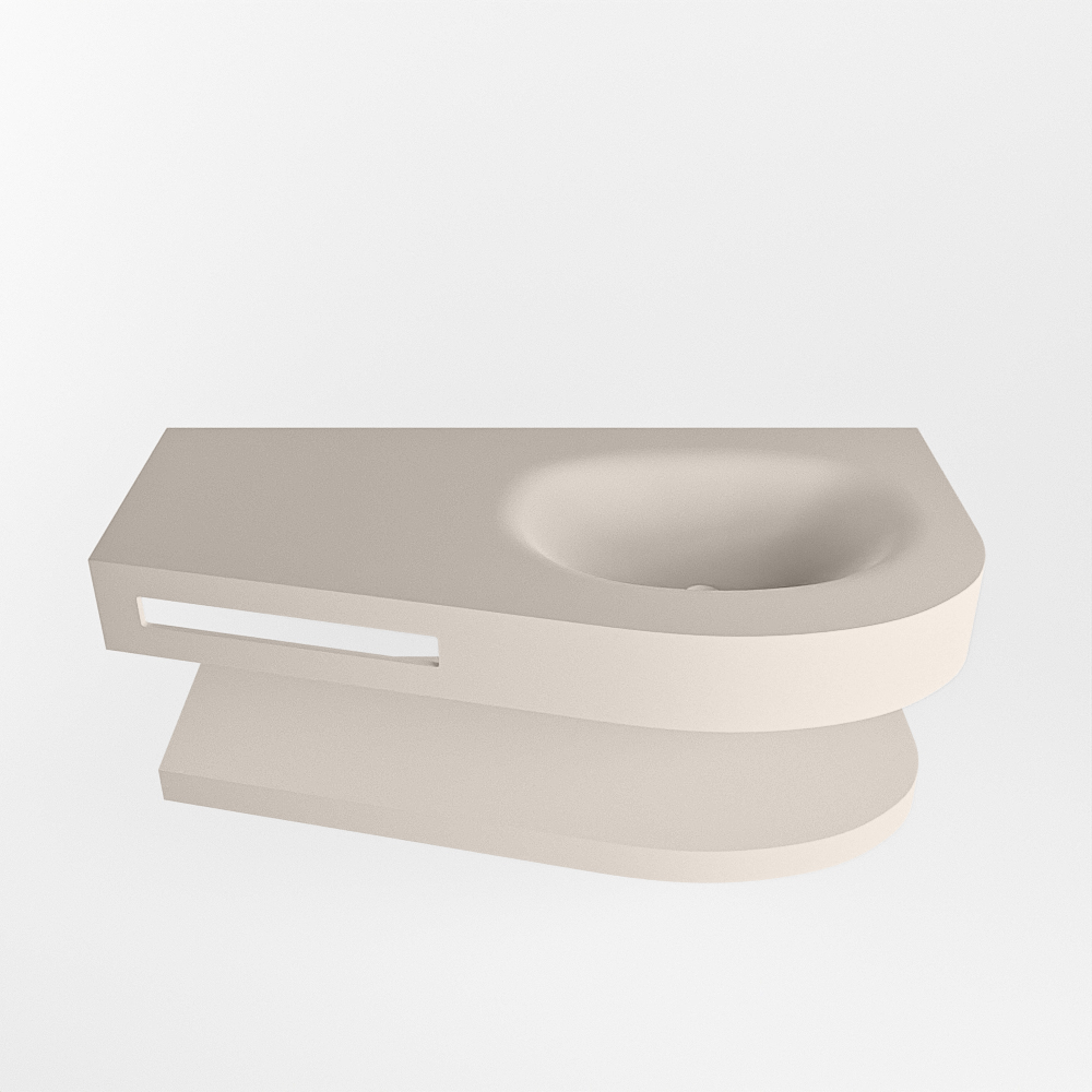 MONDIAZ RIVA 100cm lavabo con estante color Linen. Lavabo DULCET Derecho sin orificio, color Linen. 4 MONDIAZ RIVA 100cm lavabo con estante color Linen. Lavabo DULCET Derecho sin orificio, color Linen. - Imagen 4