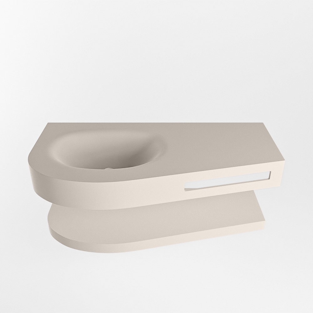 MONDIAZ RIVA 100cm lavabo con estante color Linen. Lavabo DULCET Izquierda 1 orificio, color Linen. 4 MONDIAZ RIVA 100cm lavabo con estante color Linen. Lavabo DULCET Izquierda 1 orificio, color Linen. - Imagen 4