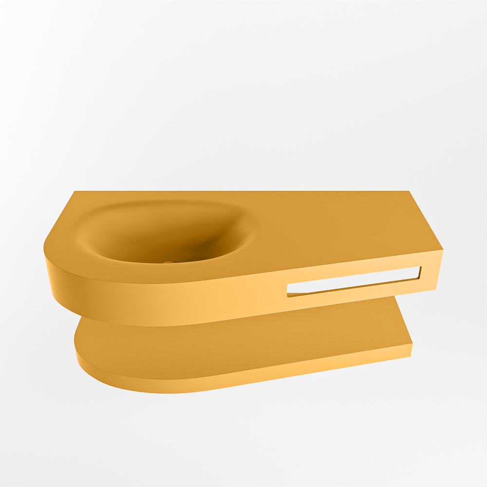 MONDIAZ RIVA 100cm lavabo con estante color Ocher. Lavabo DULCET Izquierda 1 orificio, color Ocher. 4 MONDIAZ RIVA 100cm lavabo con estante color Ocher. Lavabo DULCET Izquierda 1 orificio, color Ocher. - Imagen 4