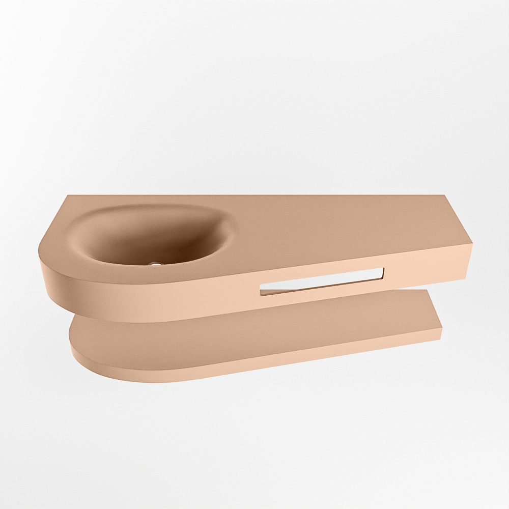 MONDIAZ RIVA 120cm lavabo con estante color Rosee. Lavabo DULCET Izquierda 1 orificio, color Rosee. 4 MONDIAZ RIVA 120cm lavabo con estante color Rosee. Lavabo DULCET Izquierda 1 orificio, color Rosee. - Imagen 4